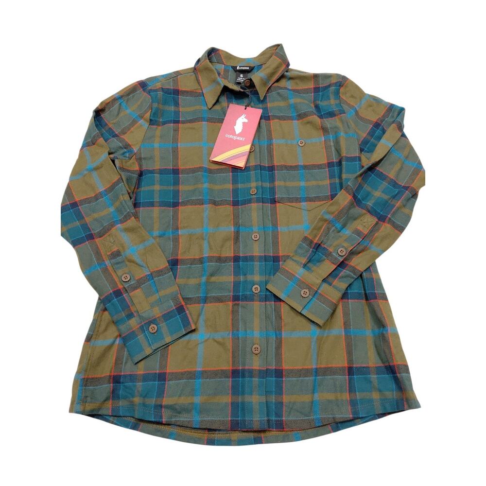 NEW Cotopaxi Women Quedo Flannel Shirt Live Oak Plaid Organic Cotton Button Up S